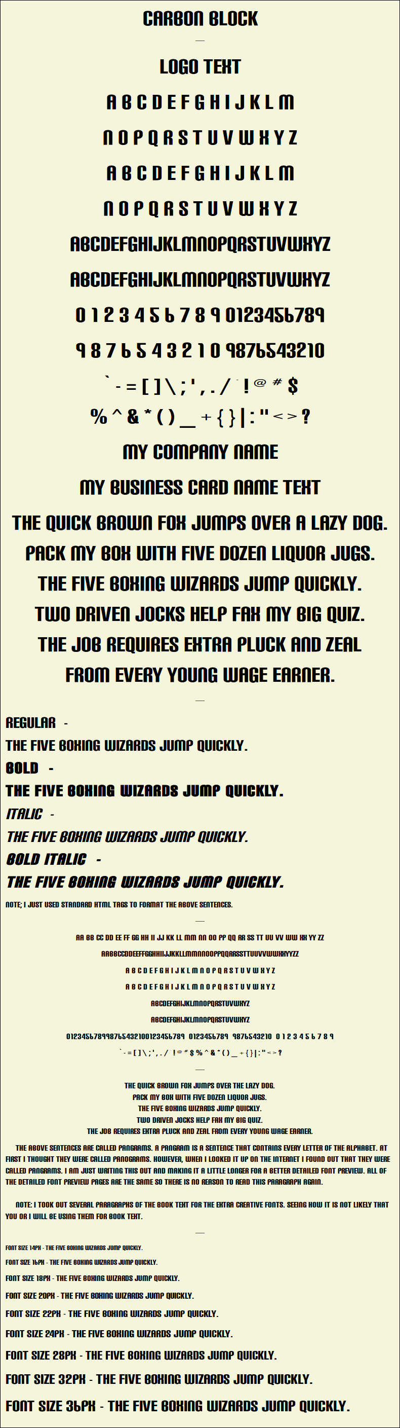 Detailed Picture Preview of The Font - Carbon Block
