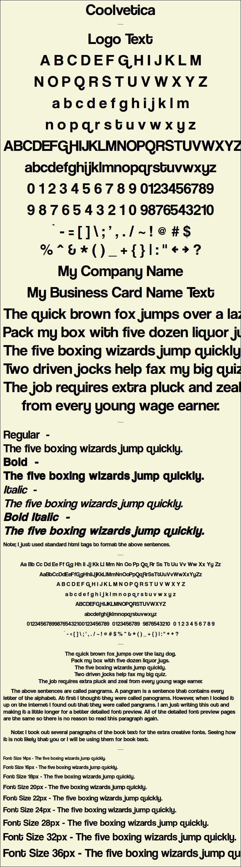 Detailed Picture Preview of The Font - Coolvetica