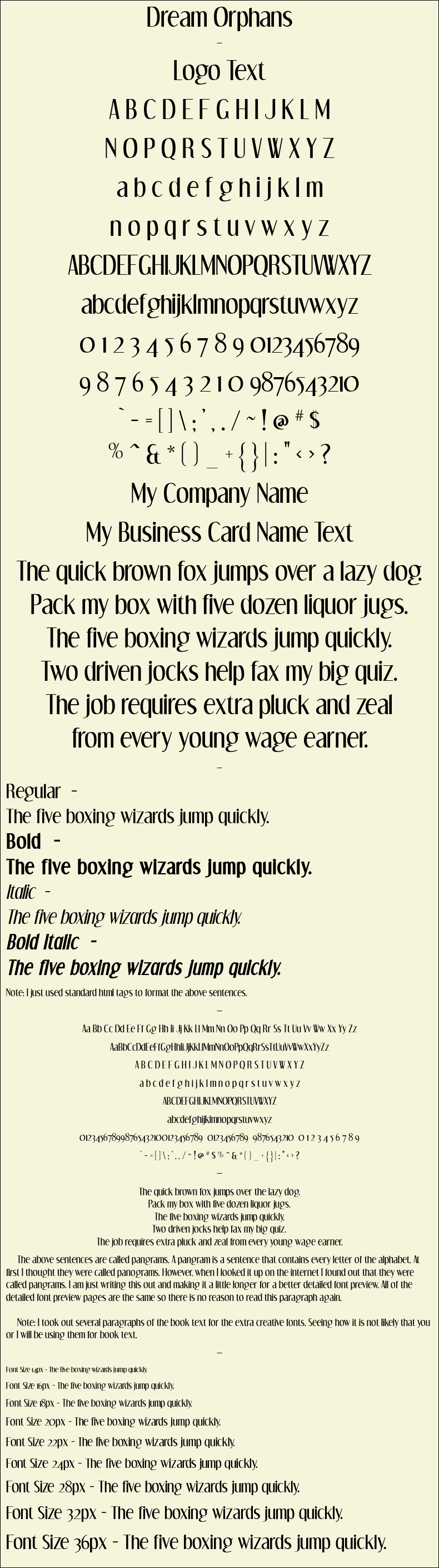 Detailed Picture Preview of The Font - Dream Orphans