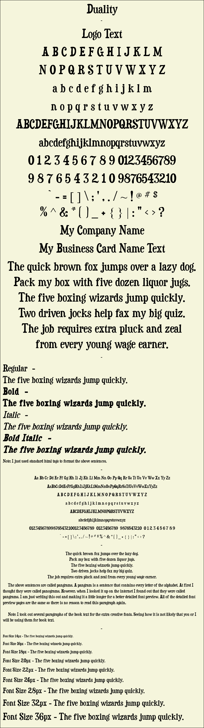 Detailed Picture Preview of The Font - Duality