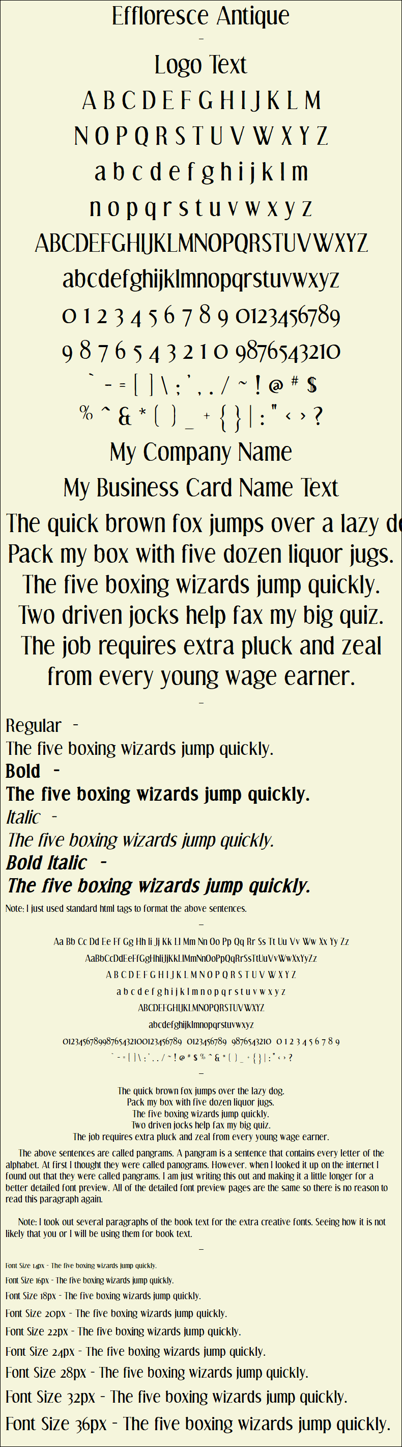 Detailed Picture Preview of The Font - Effloresce Antique
