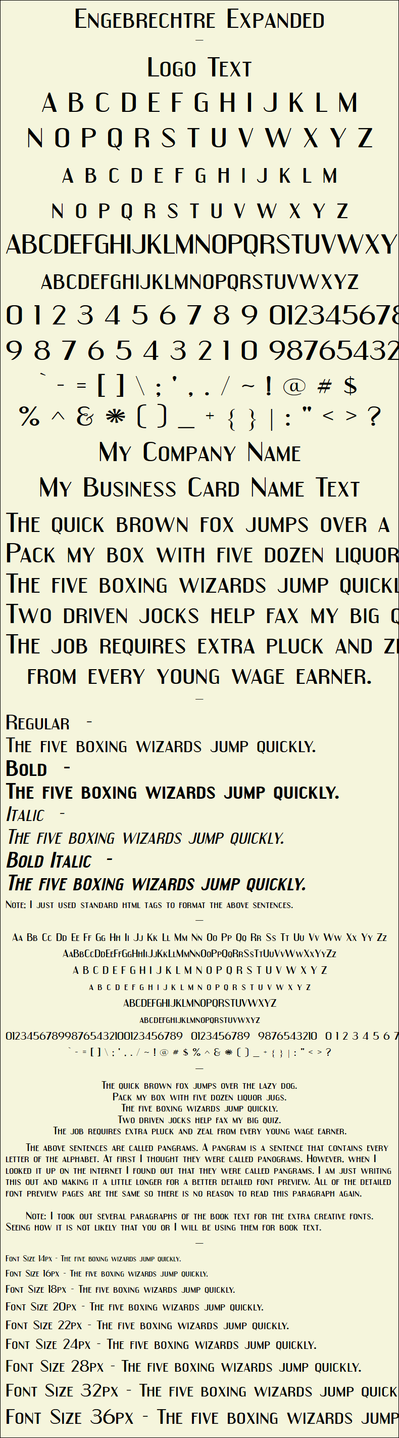 Detailed Picture Preview of The Font - Engebrechtre Expanded