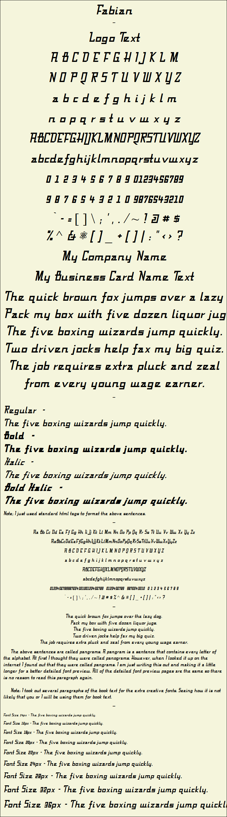 Detailed Picture Preview of The Font - Fabian
