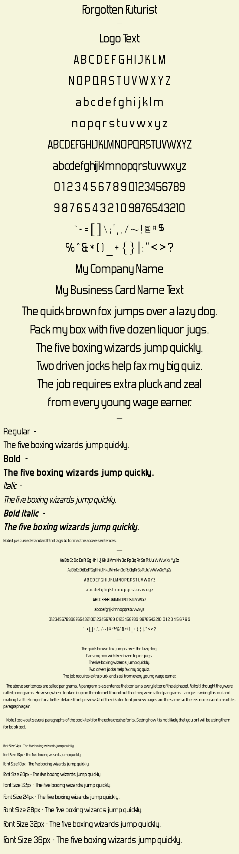 Detailed Picture Preview of The Font - Forgotten Futurist