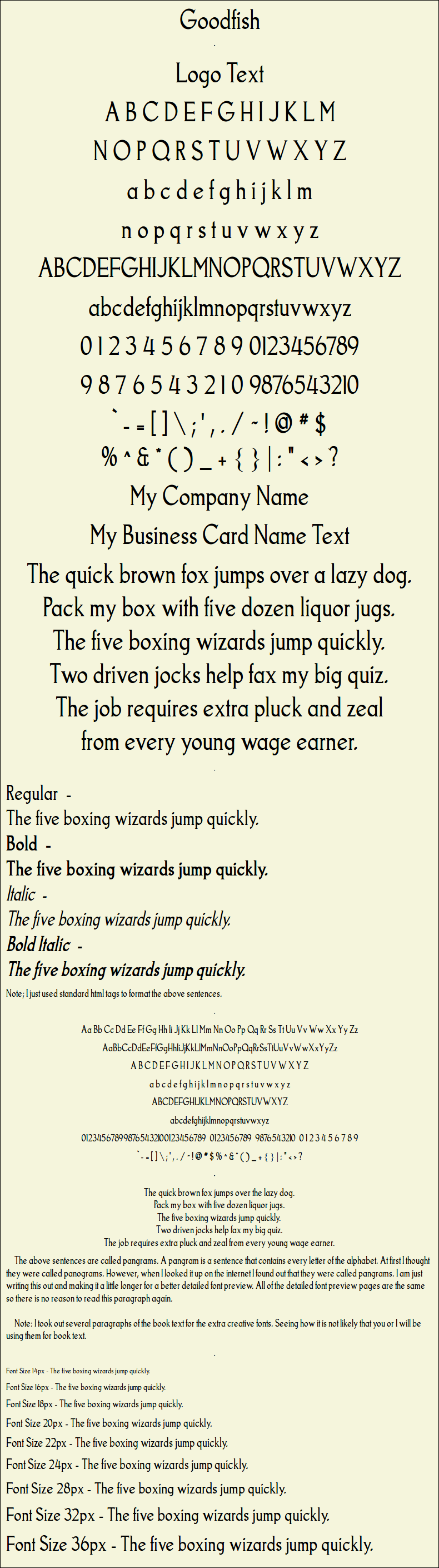 Detailed Picture Preview of The Font - Goodfish
