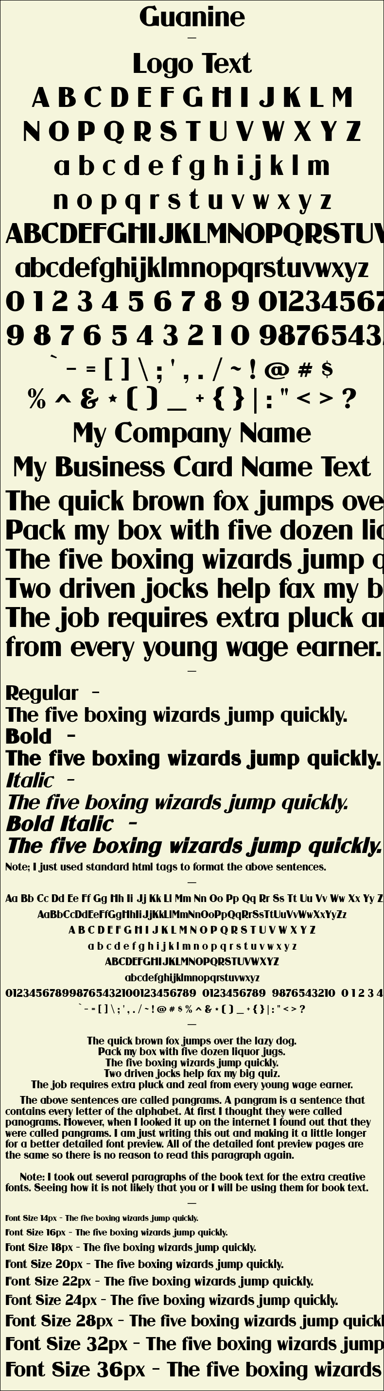 Detailed Picture Preview of The Font - Guanine