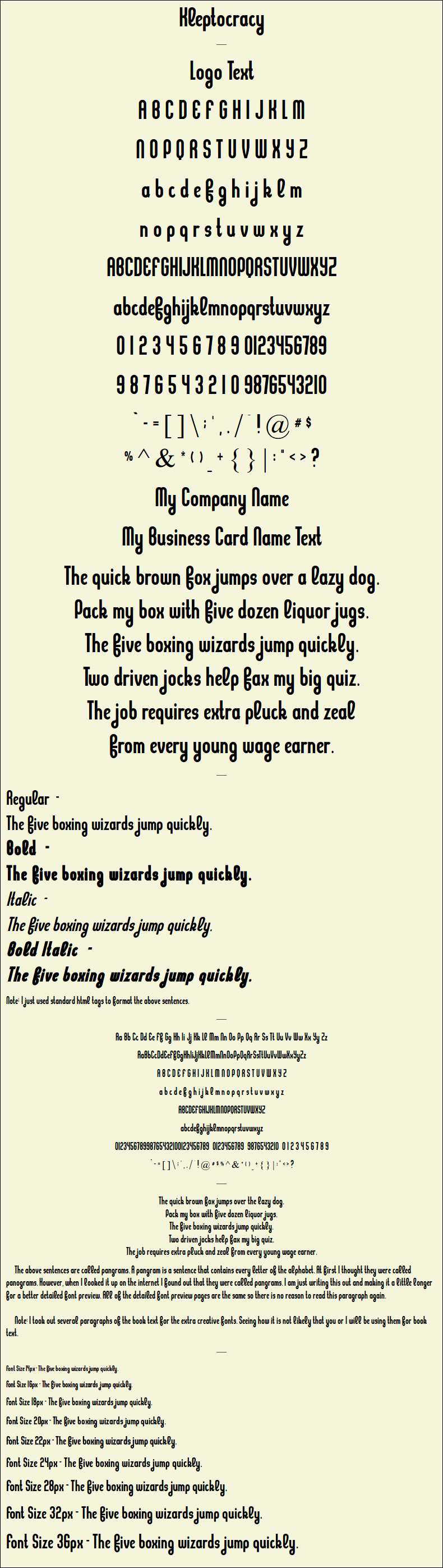 Detailed Picture Preview of The Font - Kleptocracy