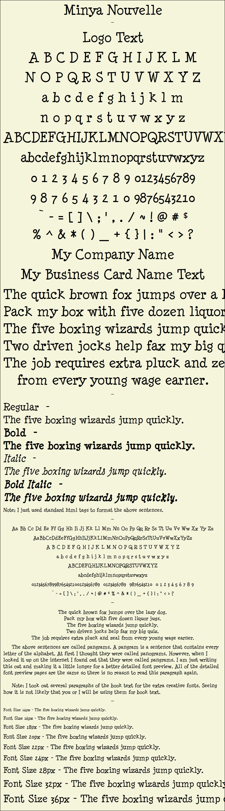Detailed Picture Preview of The Font - Minya Nouvelle