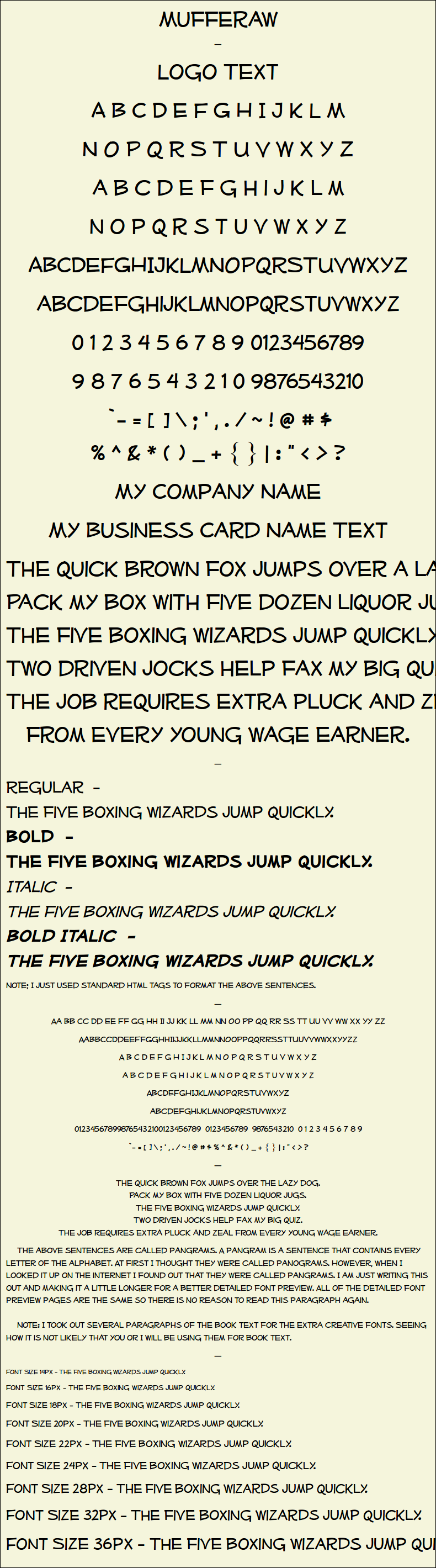 Detailed Picture Preview of The Font - Mufferaw