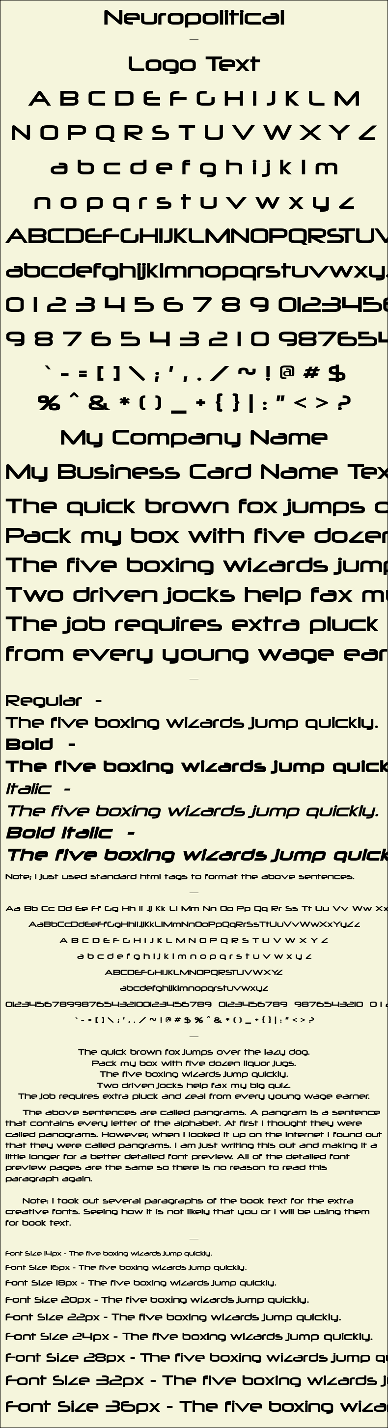 Detailed Picture Preview of The Font - Neuropolitical