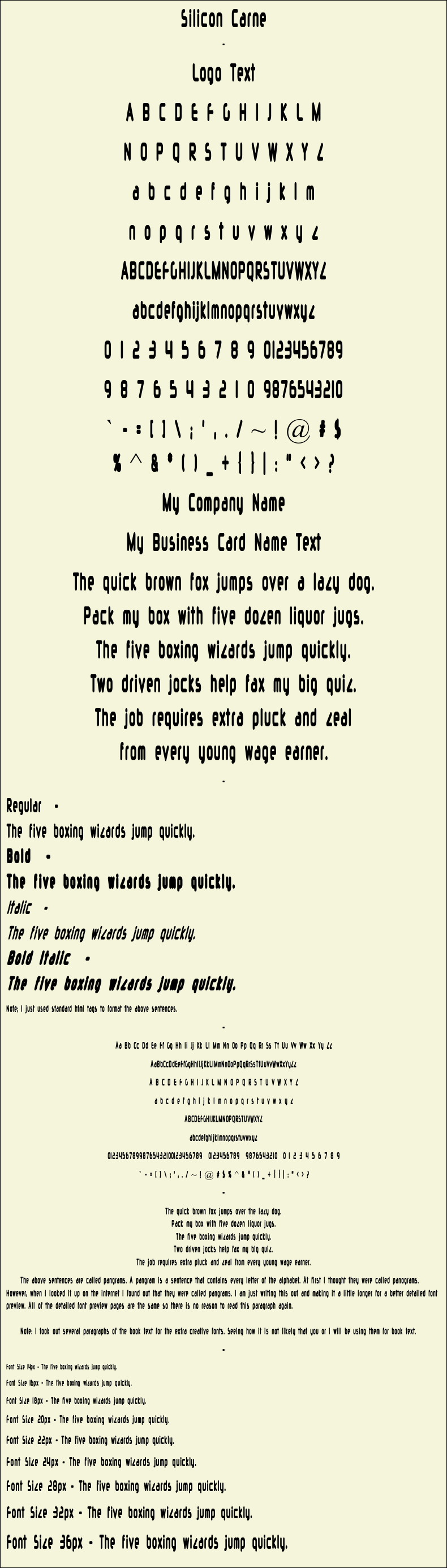 Detailed Picture Preview of The Font - Silicon Carne