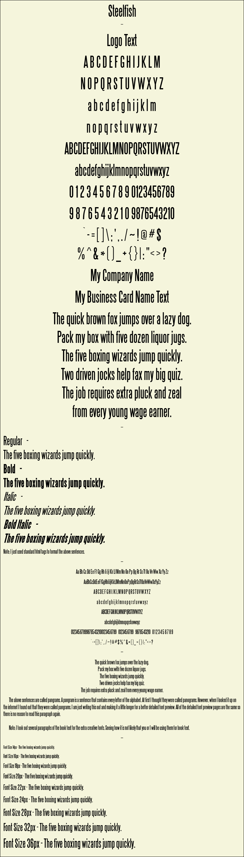 Detailed Picture Preview of The Font - Steelfish