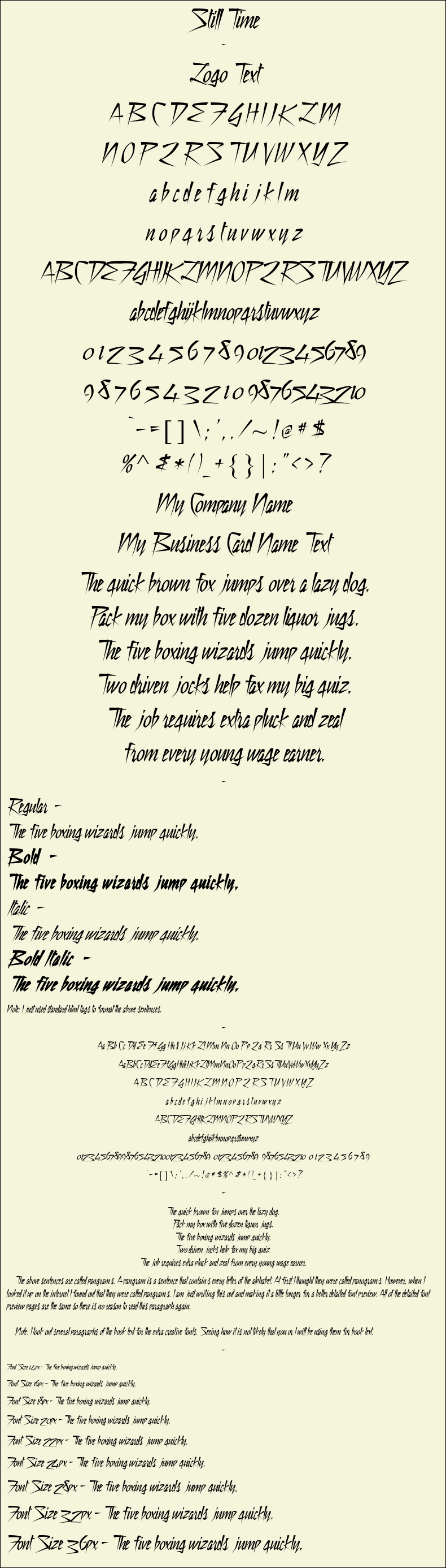 Detailed Picture Preview of The Font - Still Time