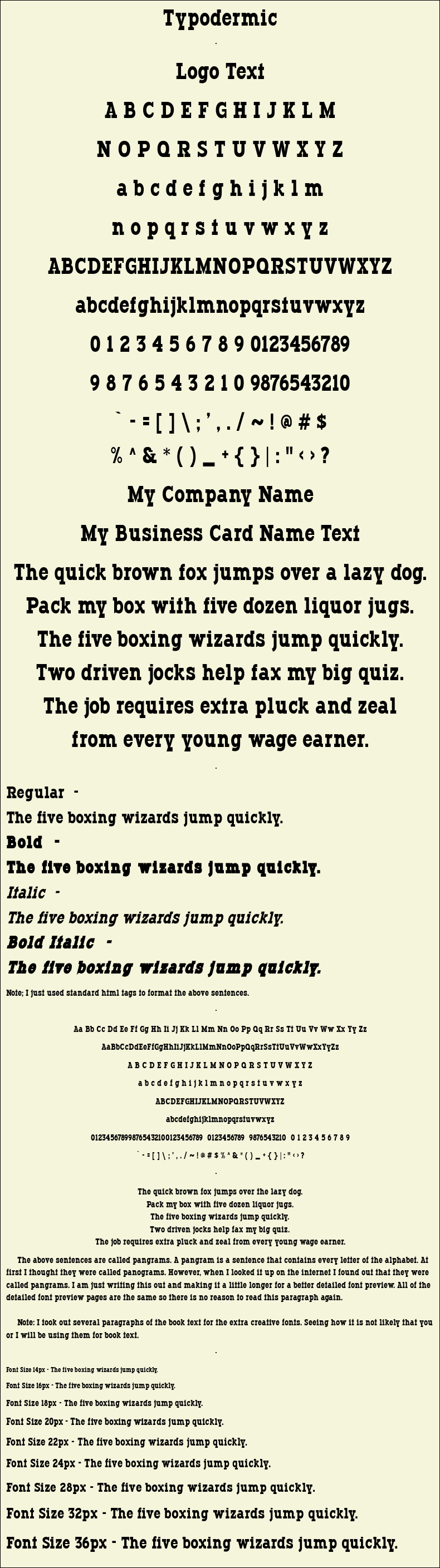 Detailed Picture Preview of The Font - Typodermic