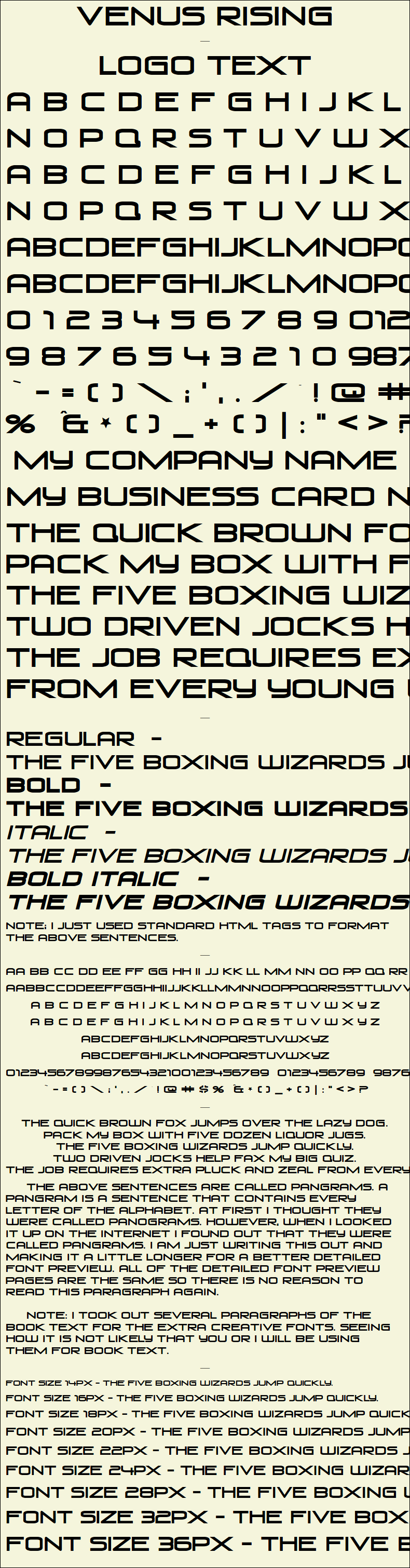 Detailed Picture Preview of The Font - Venus Rising