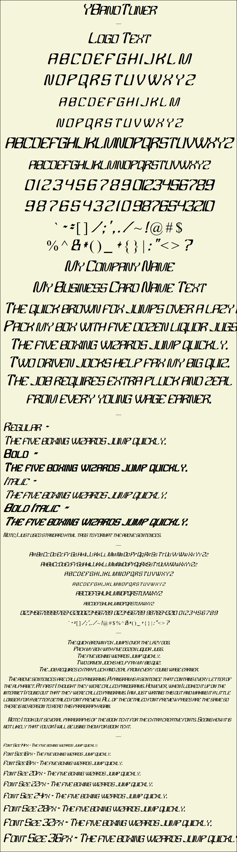 Detailed Picture Preview of The Font - YBandTuner