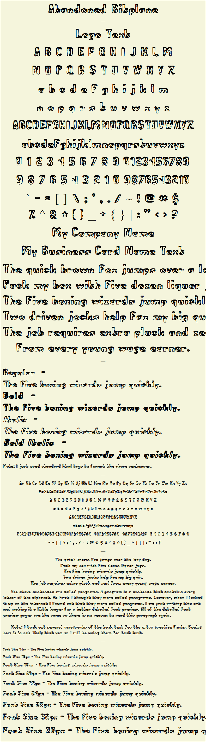 Detailed Picture Preview of The Font - Abandoned Bitplane