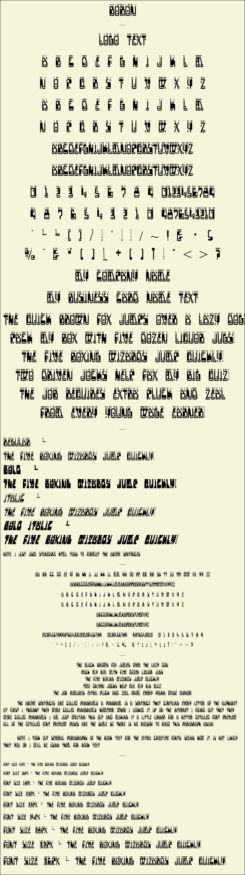 Detailed Picture Preview of The Font - Boron