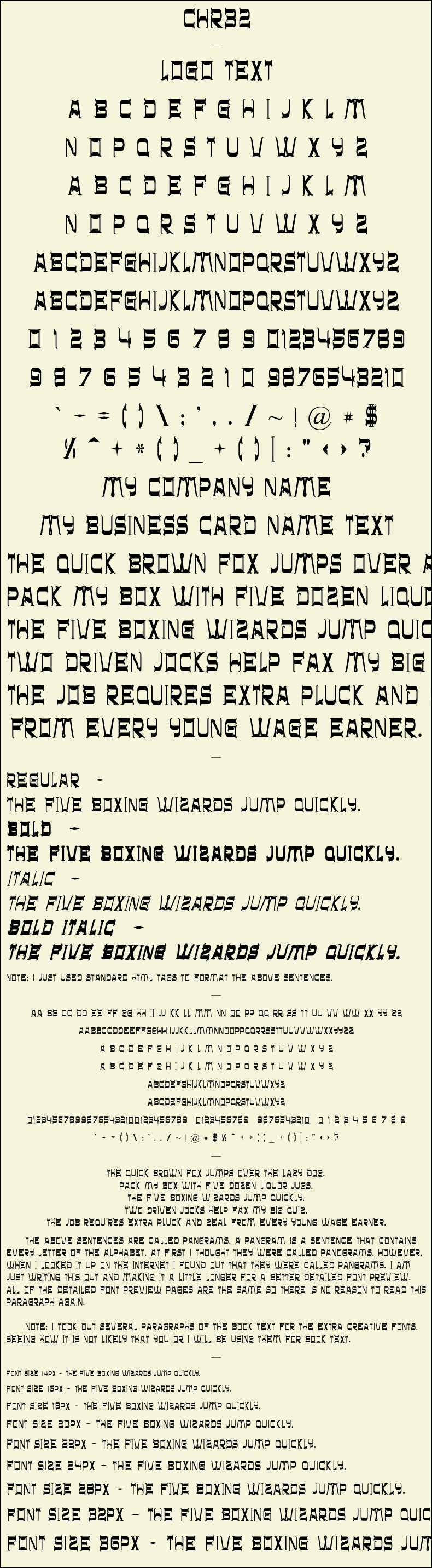 Detailed Picture Preview of The Font - CHR32