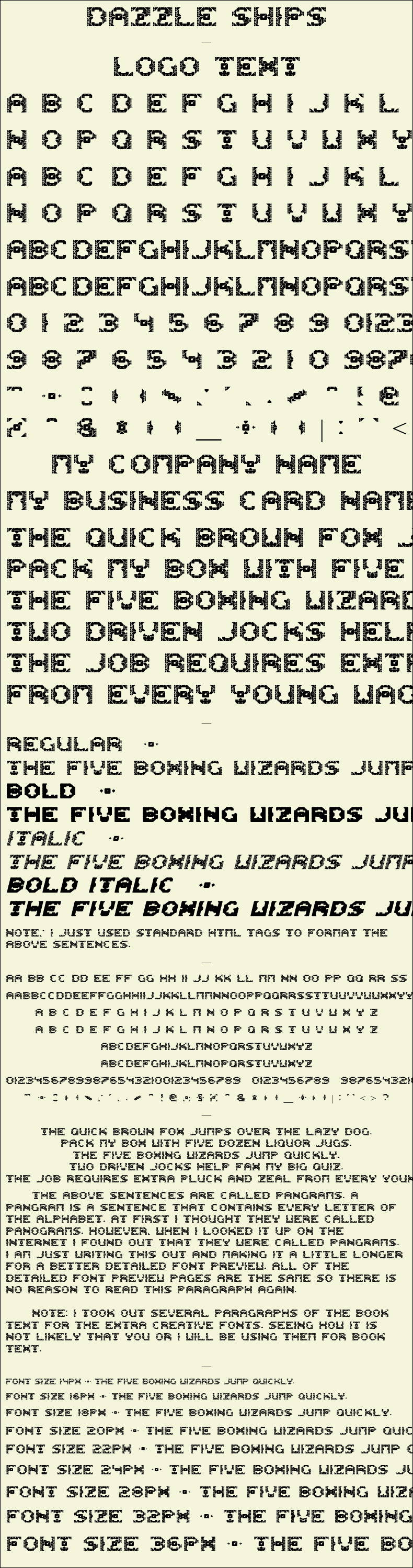 Detailed Picture Preview of The Font - Dazzle Ships