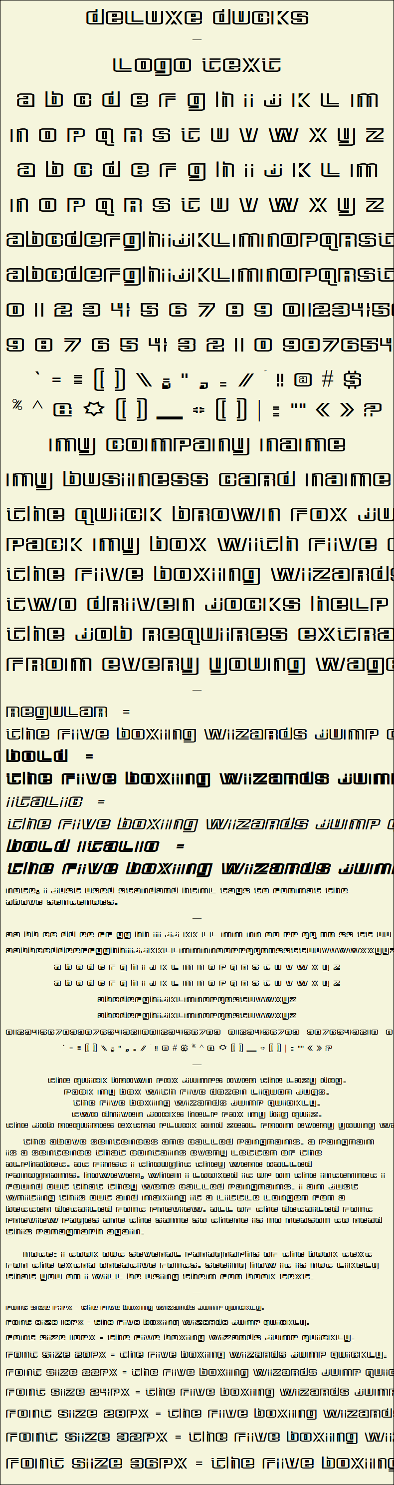 Detailed Picture Preview of The Font - Deluxe Ducks