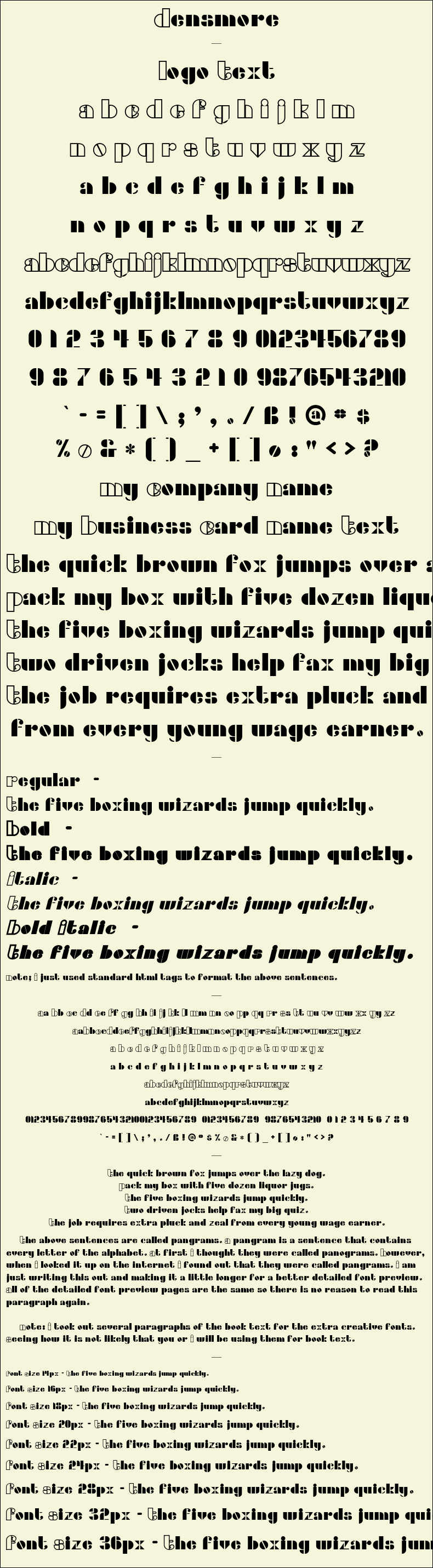 Detailed Picture Preview of The Font - Densmore