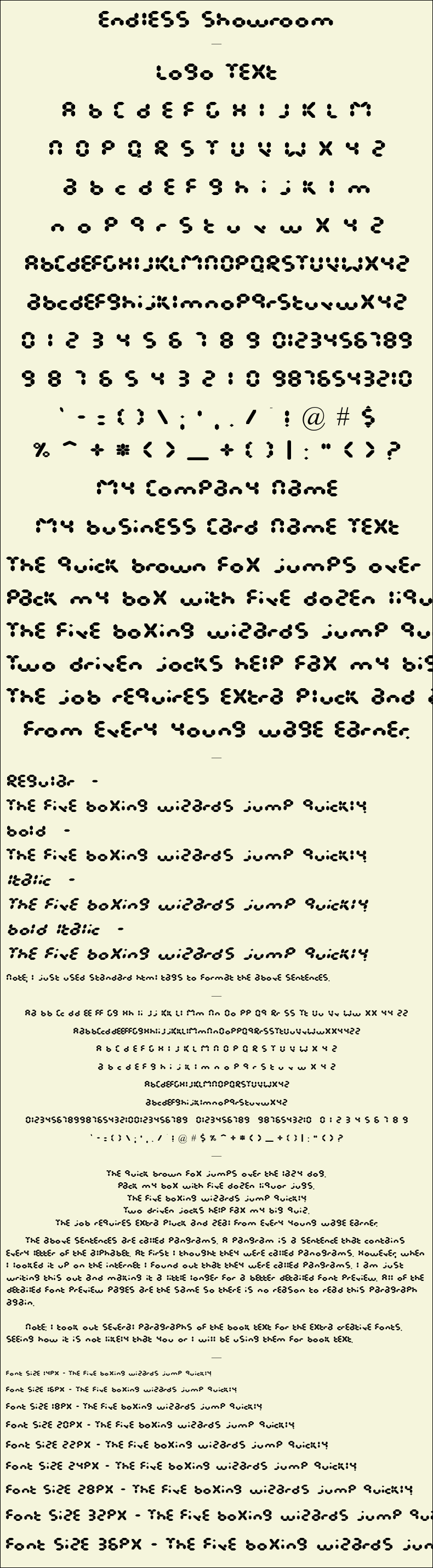 Detailed Picture Preview of The Font - Endless Showroom