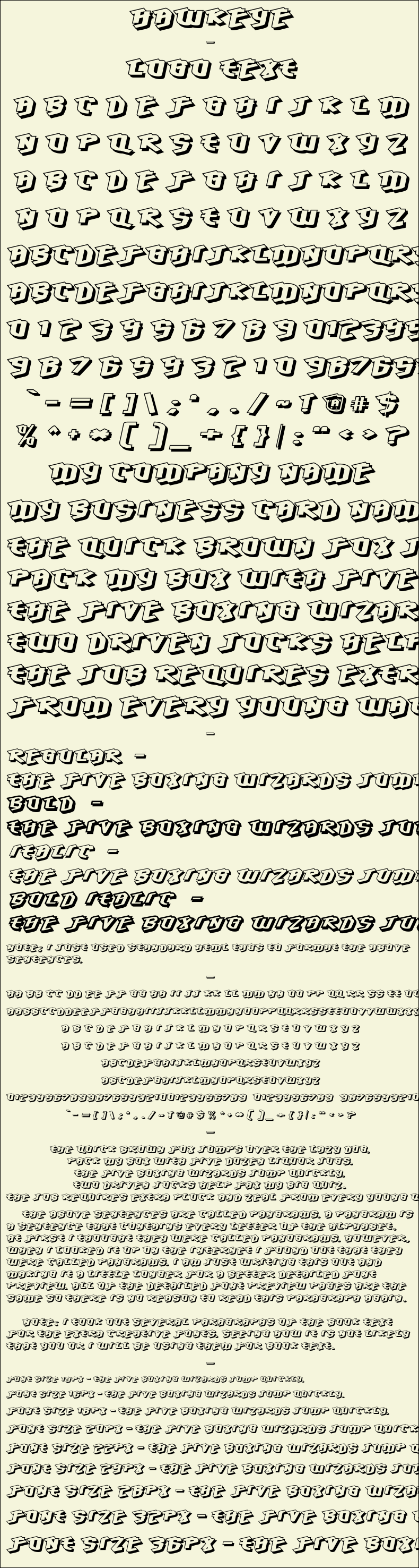 Detailed Picture Preview of The Font - Hawkeye