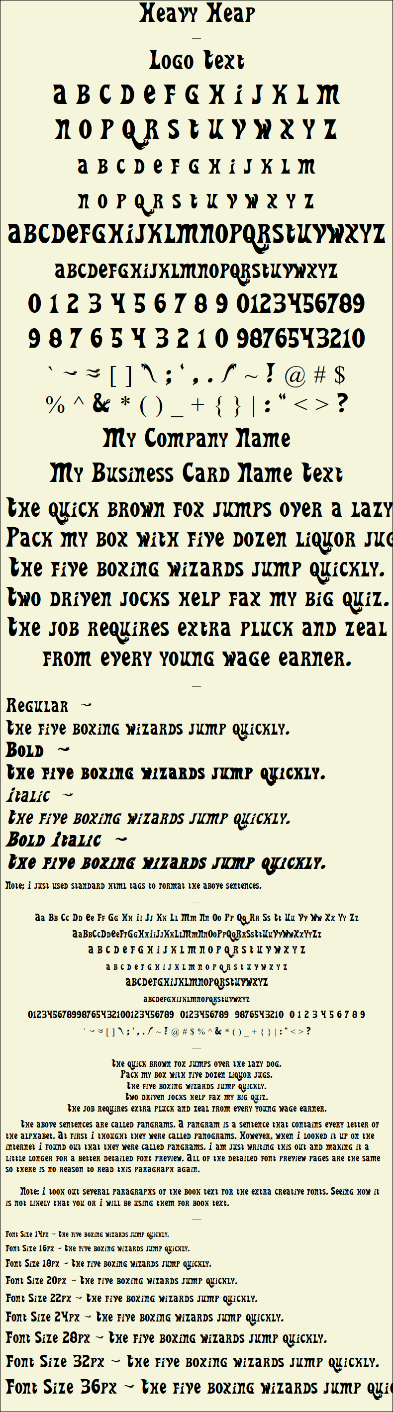 Detailed Picture Preview of The Font - Heavy Heap