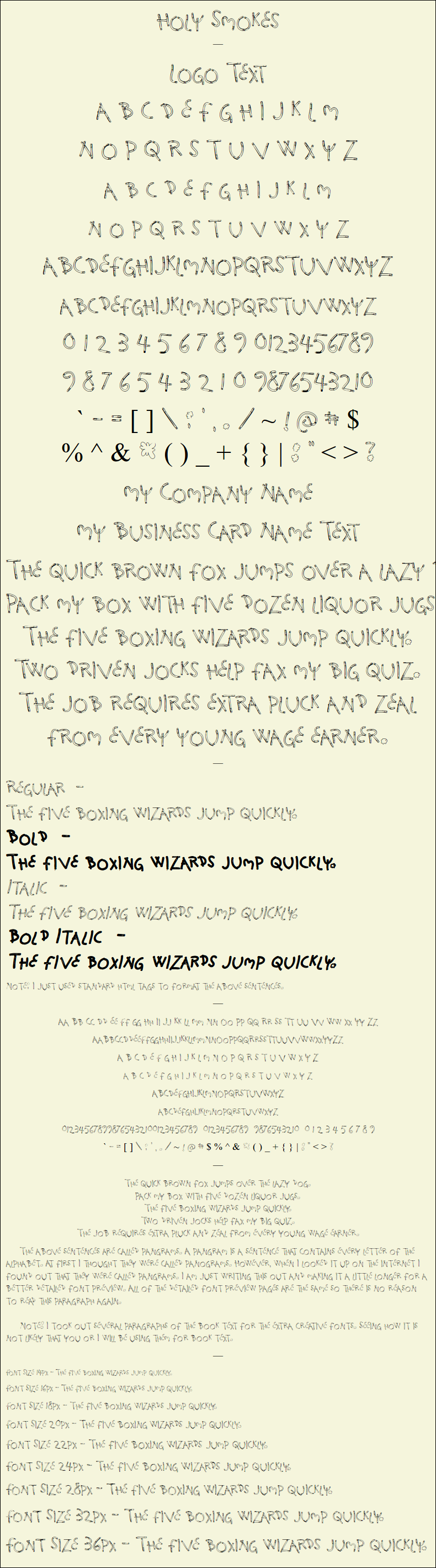Detailed Picture Preview of The Font - Holy Smokes