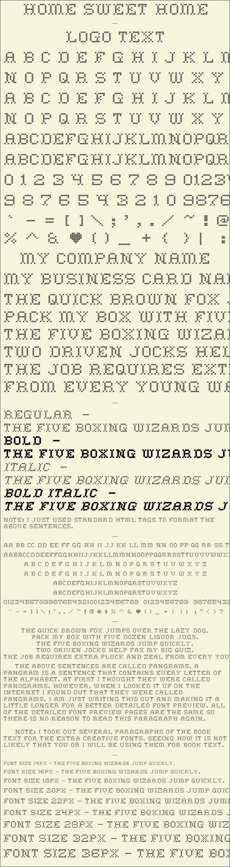 Detailed Picture Preview of The Font - Home Sweet Home