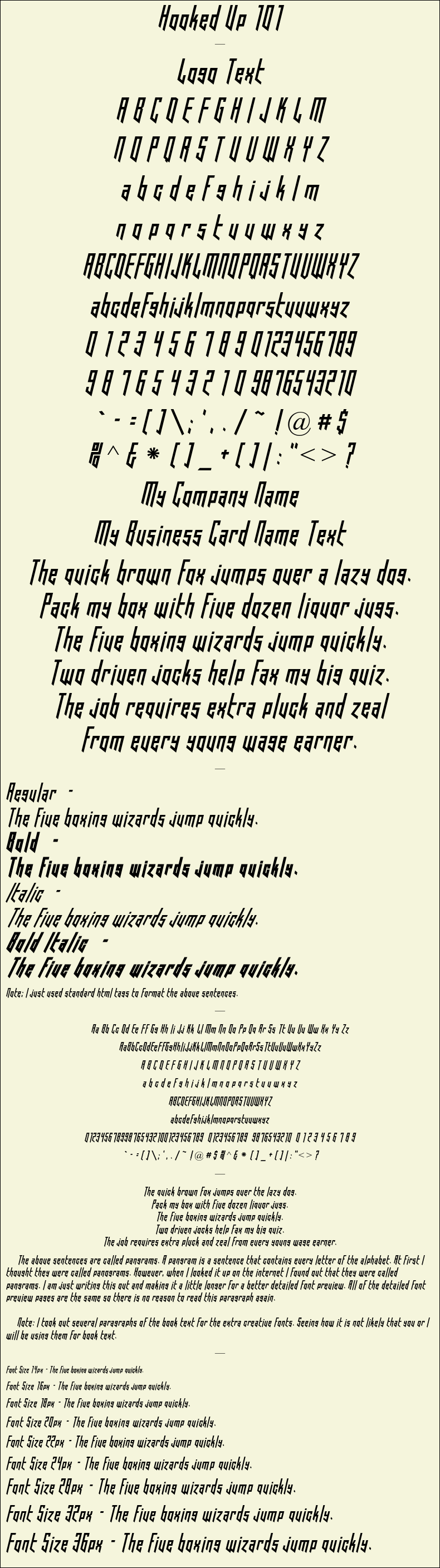 Detailed Picture Preview of The Font - Hooked Up 101
