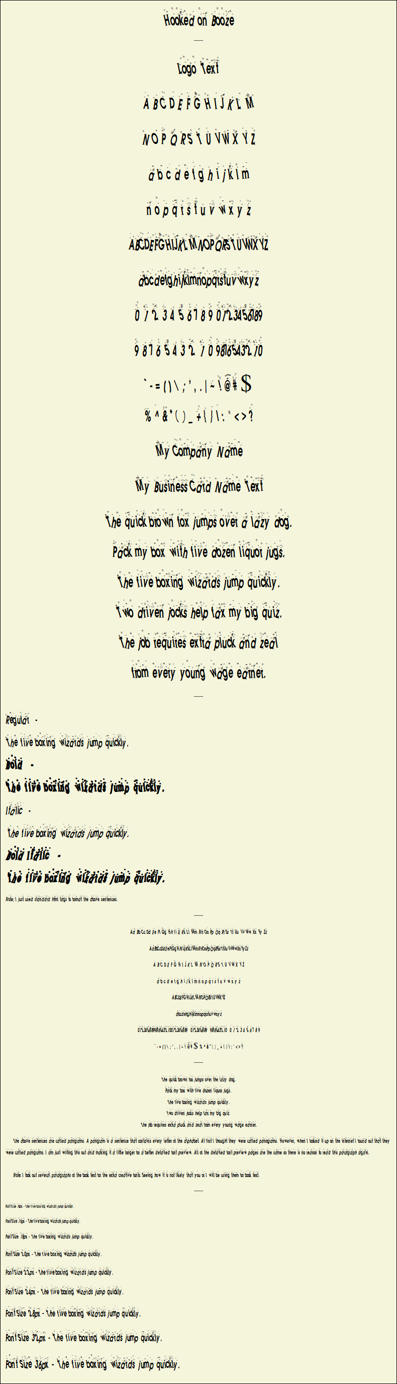 Detailed Picture Preview of The Font - Hooked on Booze
