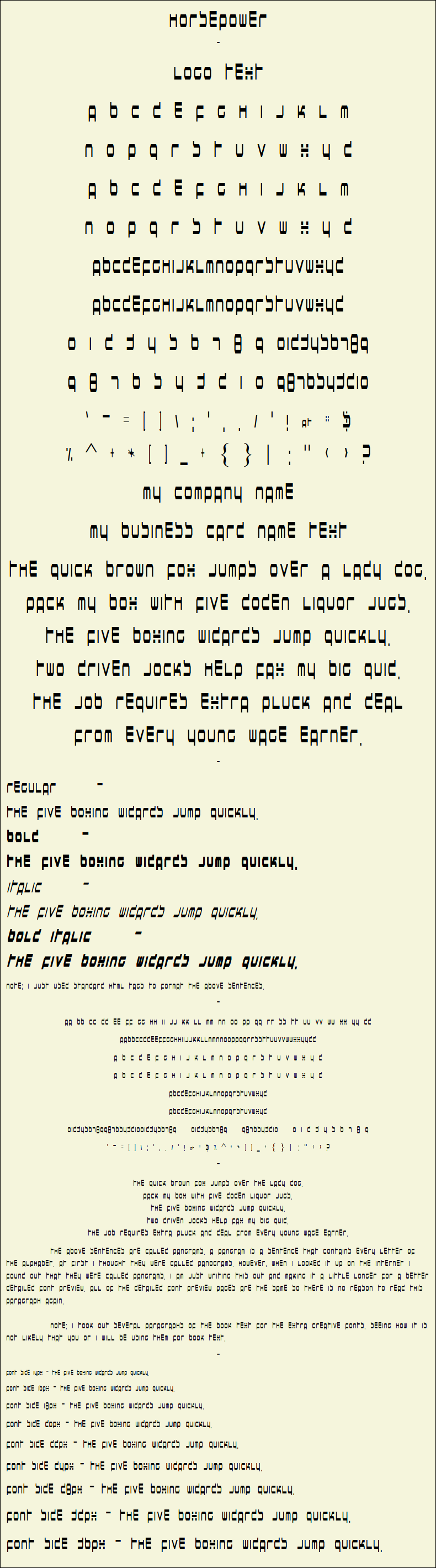 Detailed Picture Preview of The Font - Horsepower