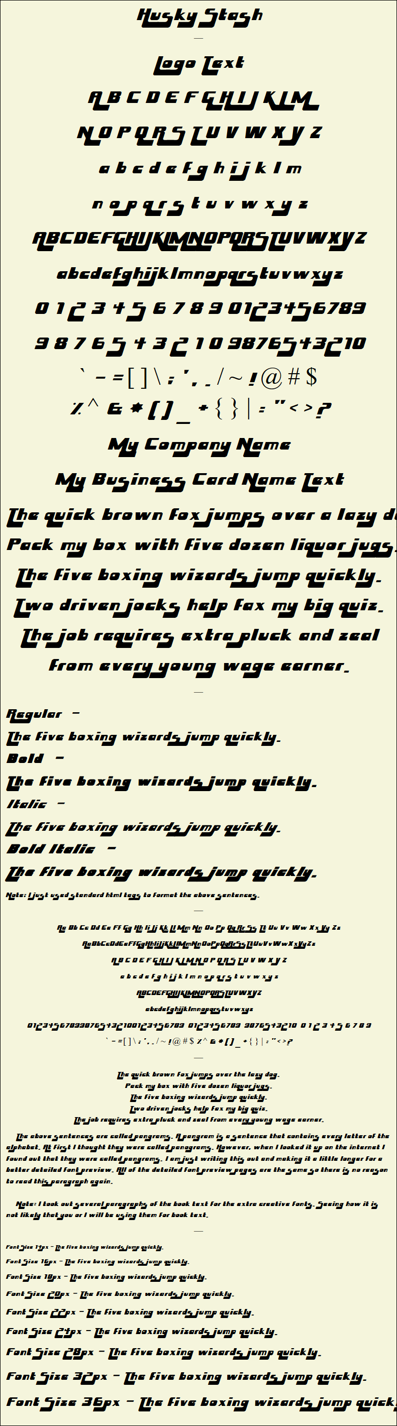 Detailed Picture Preview of The Font - Husky Stash