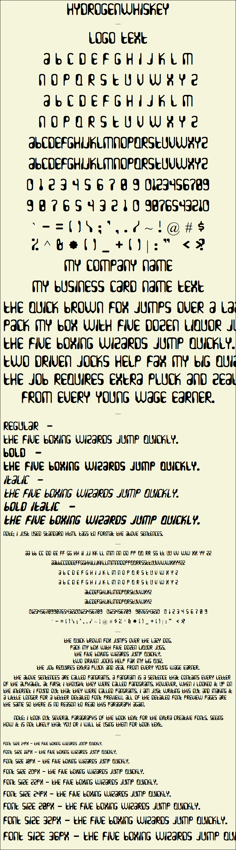 Detailed Picture Preview of The Font - HydrogenWhiskey
