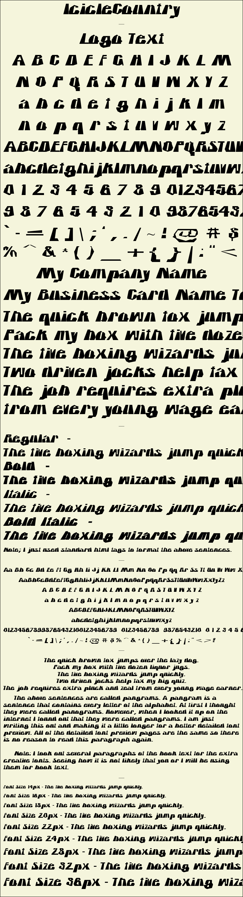 Detailed Picture Preview of The Font - IcicleCountry