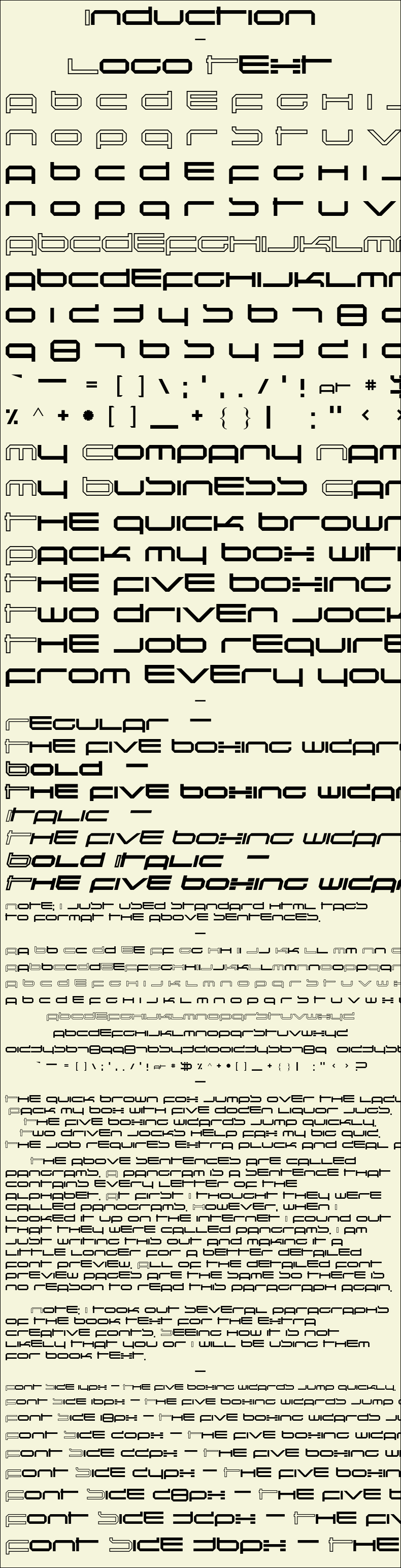 Detailed Picture Preview of The Font - Induction