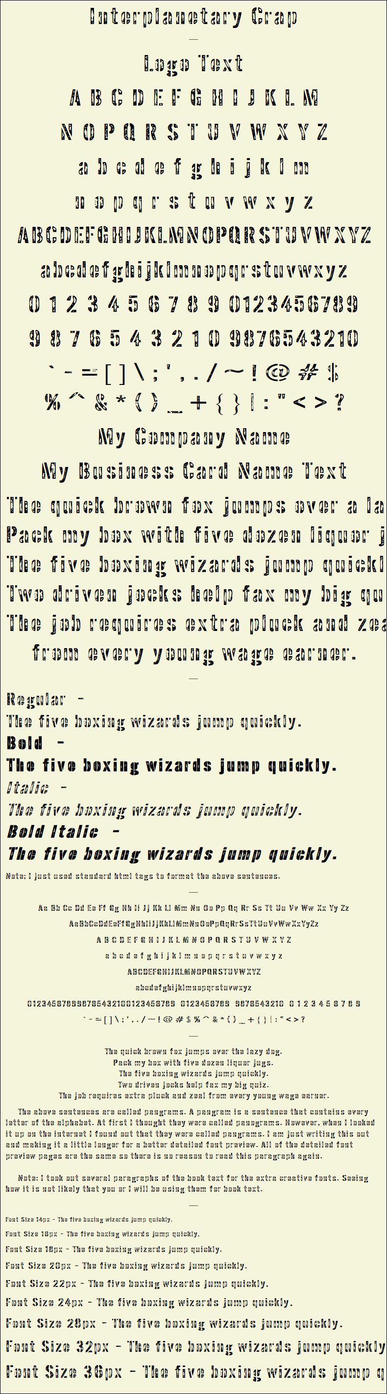 Detailed Picture Preview of The Font - Interplanetary Crap