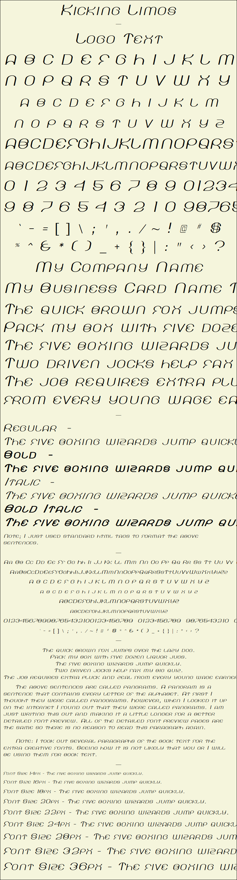 Detailed Picture Preview of The Font - Kicking Limos