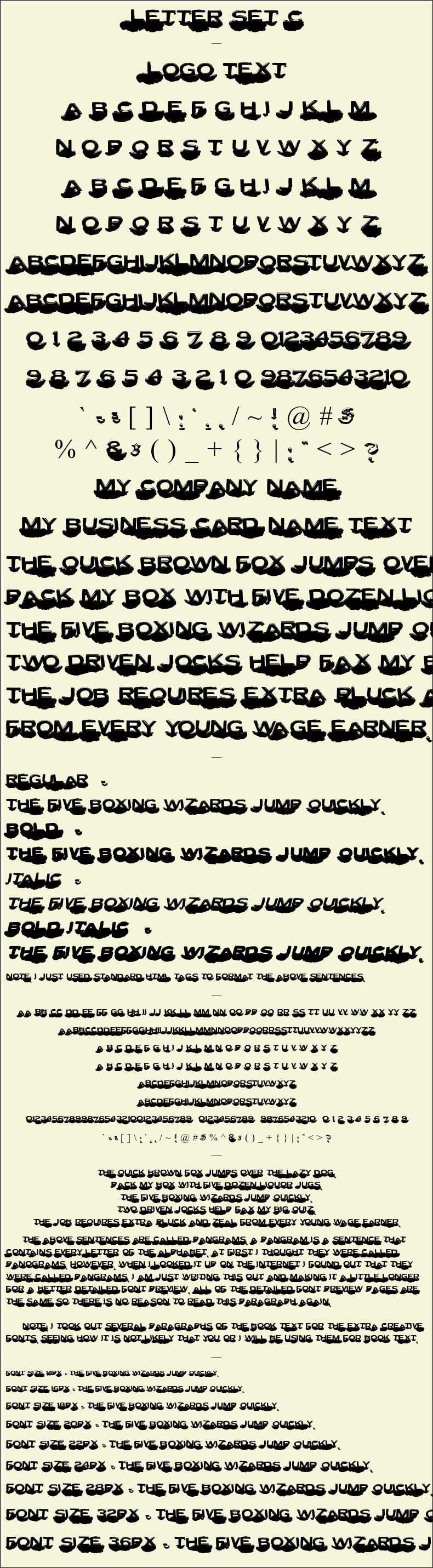 Detailed Picture Preview of The Font - Letter Set C
