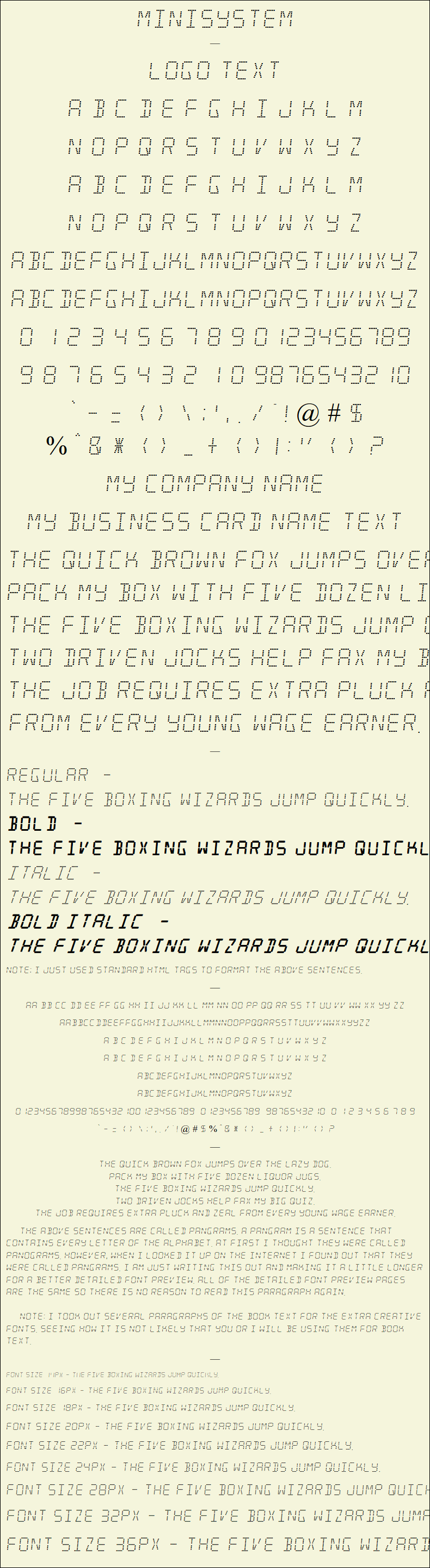 Detailed Picture Preview of The Font - Minisystem