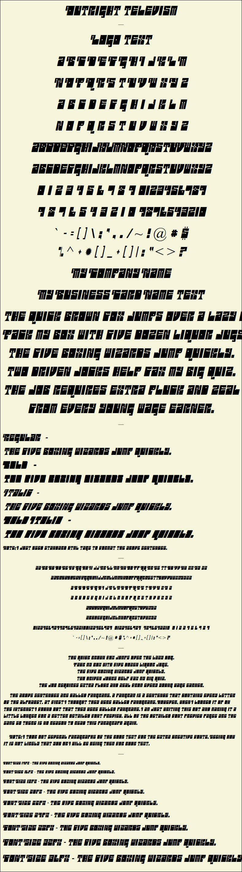 Detailed Picture Preview of The Font - Outright Televism