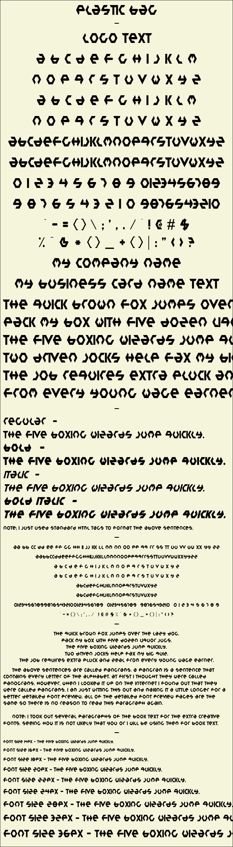 Detailed Picture Preview of The Font - Plastic Bag