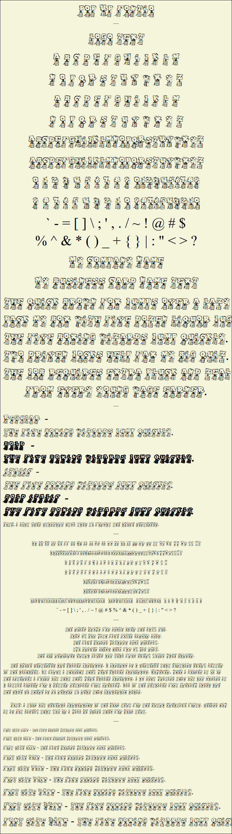 Detailed Picture Preview of The Font - Pop Up Fontio