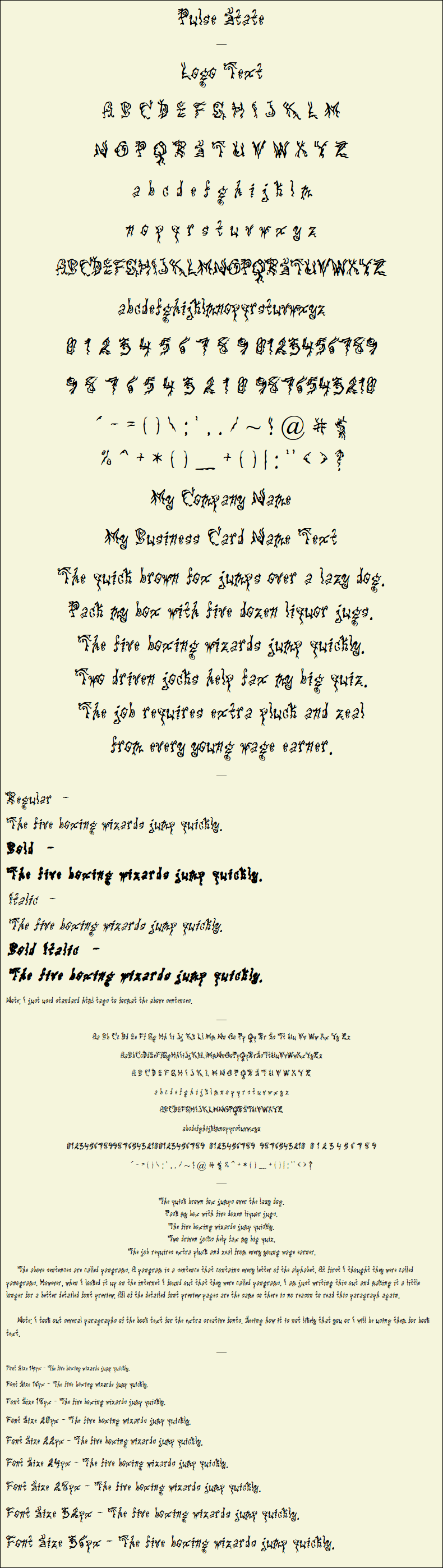 Detailed Picture Preview of The Font - Pulse State