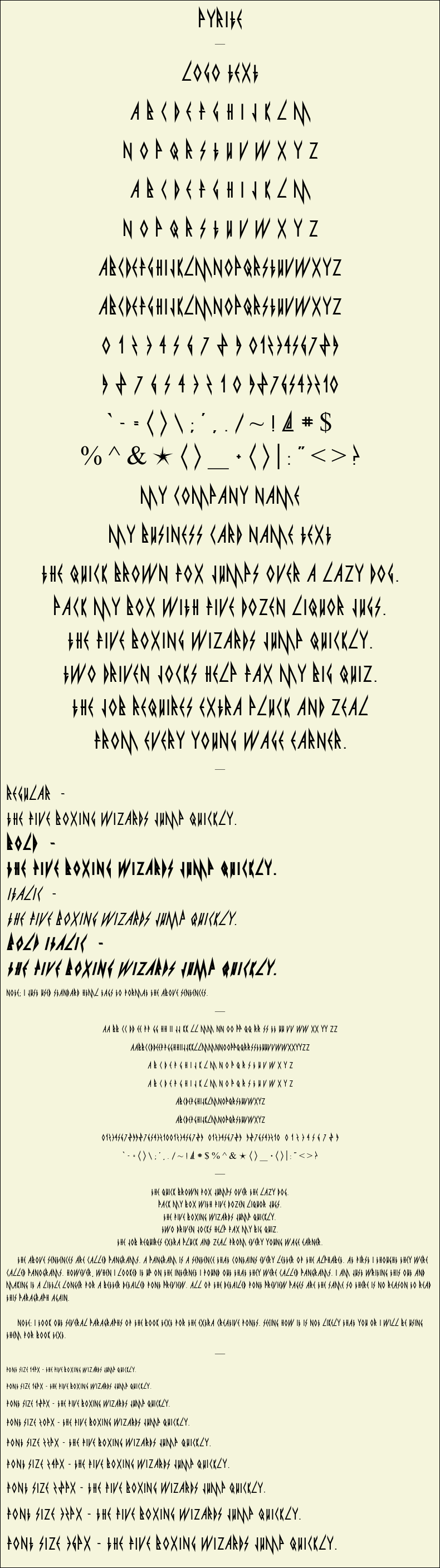 Detailed Picture Preview of The Font - Pyrite