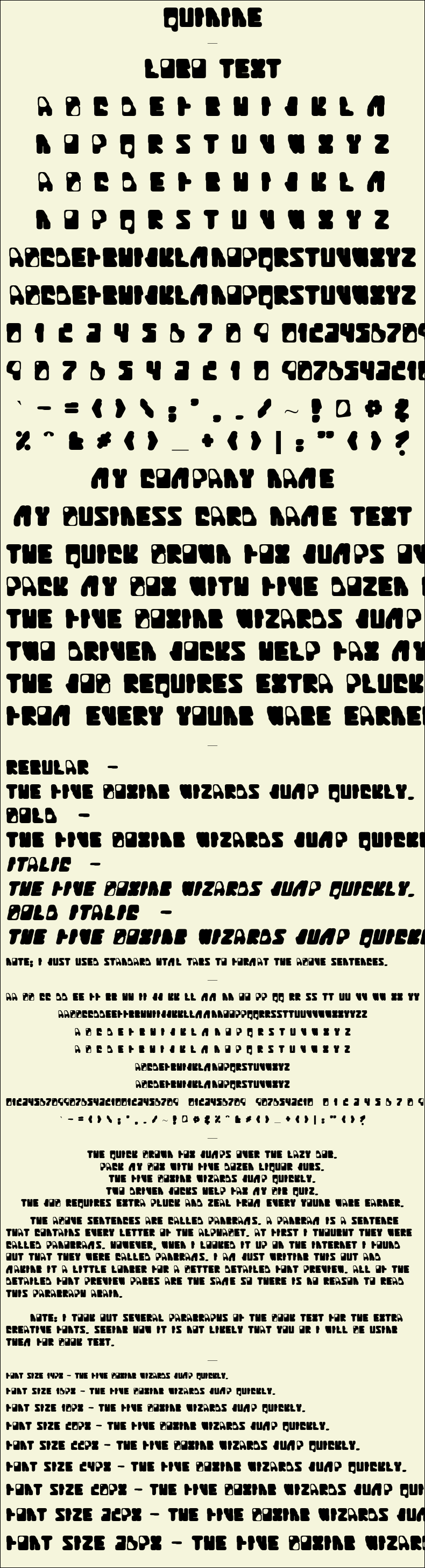 Detailed Picture Preview of The Font - Quinine