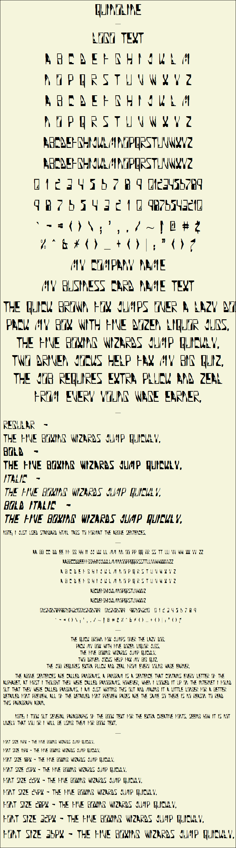 Detailed Picture Preview of The Font - Quinoline
