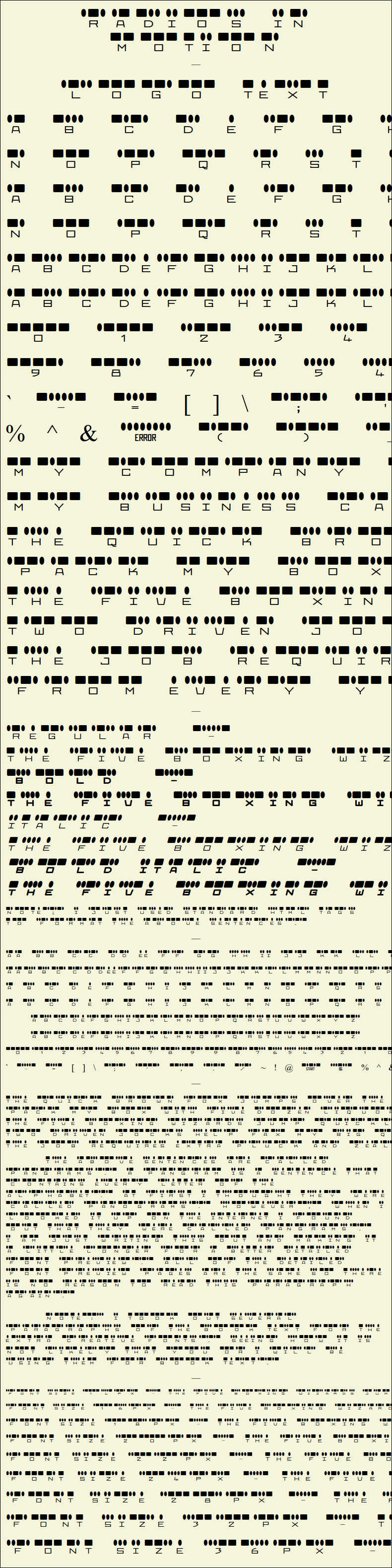 Detailed Picture Preview of The Font - Radios in Motion